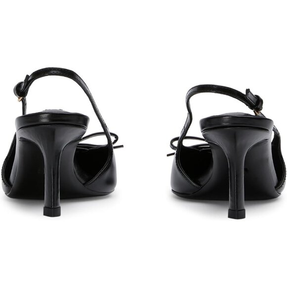 Caradise Women Black Bow Pointed Toe Kitten Pumps Sexy Backless Stiletto Heel - Picture 6 of 8